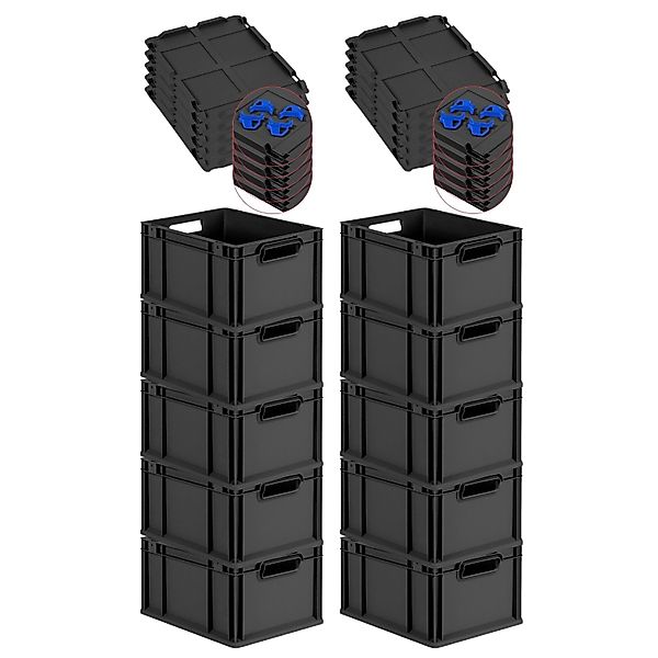 PROREGAL SuperSparSet 10x Eurobox Nextgen Grip Mit Scharnierdeckel Und Blau günstig online kaufen