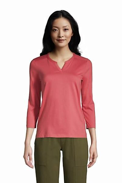Supima-Shirt mit Tunika-Ausschnitt, Damen, Größe: M Normal, Rot, Baumwolle, günstig online kaufen