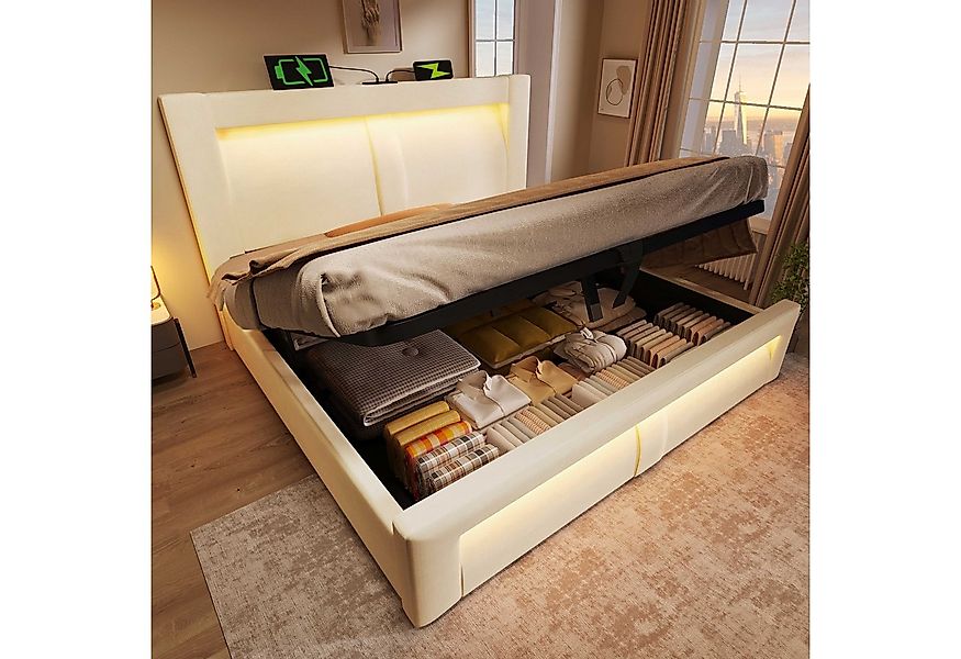 BlingBin Stauraumbett Einzelbett Doppelbett hydraulisches Bett (modern Pols günstig online kaufen