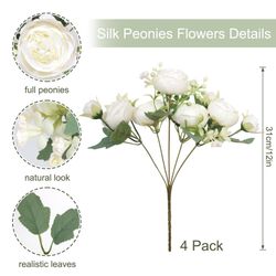 Kunstblumenstrauß Pfingstrose Künstliche Blumen 4 Bündel günstig online kaufen