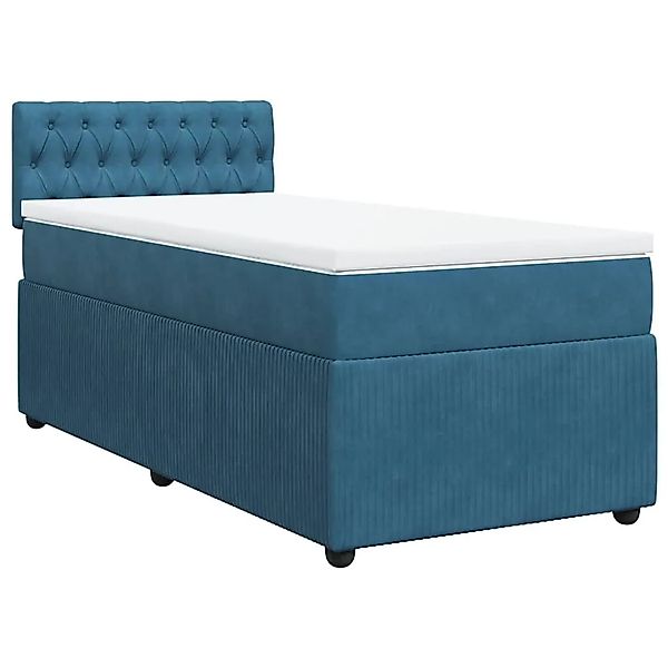 vidaXL Boxspringbett mit Matratze Blau 90x200 cm Samt 3287648 günstig online kaufen