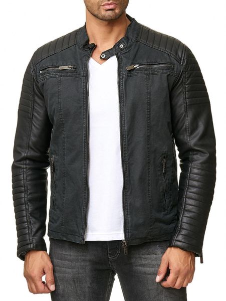 RedBridge Bikerjacke Baumwolle und Kunst-Leder Bikerjacke günstig online kaufen
