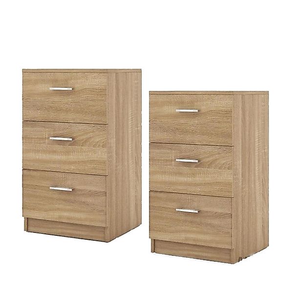 Costway 2er Set Nachttisch mit 3 Schubladen Natur günstig online kaufen