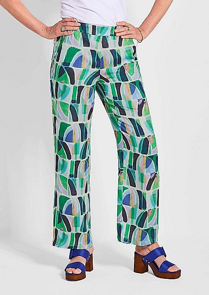 GOLDNER Schlupfhose Kurzgröße: Print Schlupfhose VERA in Grün Weich fließen günstig online kaufen