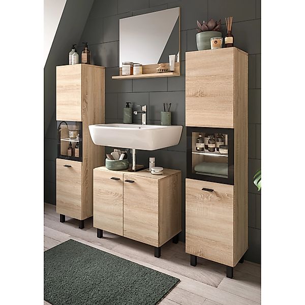 Inn.Furn Badmöbel-Set Eiche 4-teilig Hängend oder Stehend 140 cm Lowell günstig online kaufen