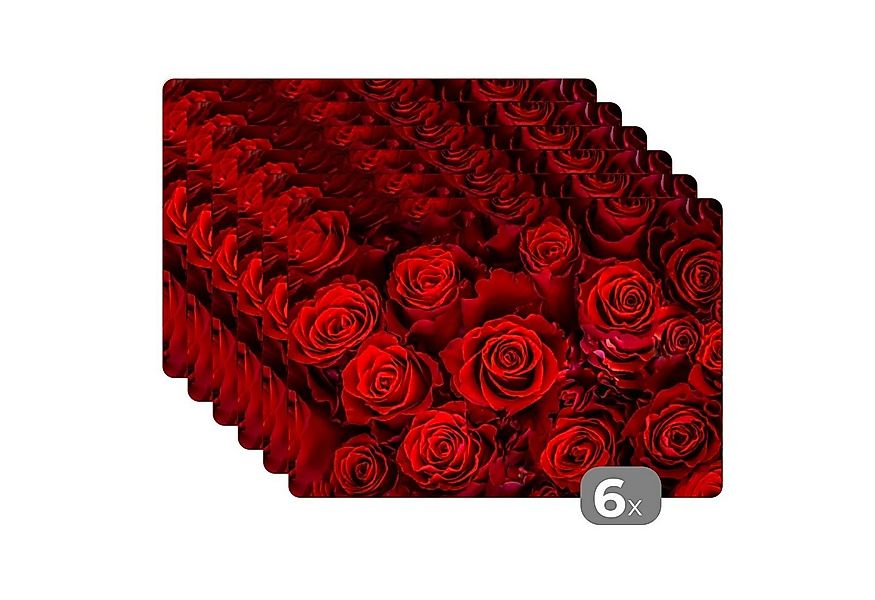 MuchoWow Platzset Blumen - Rosen - Rot, (6-St), Platzsets, Tischset, Abwasc günstig online kaufen