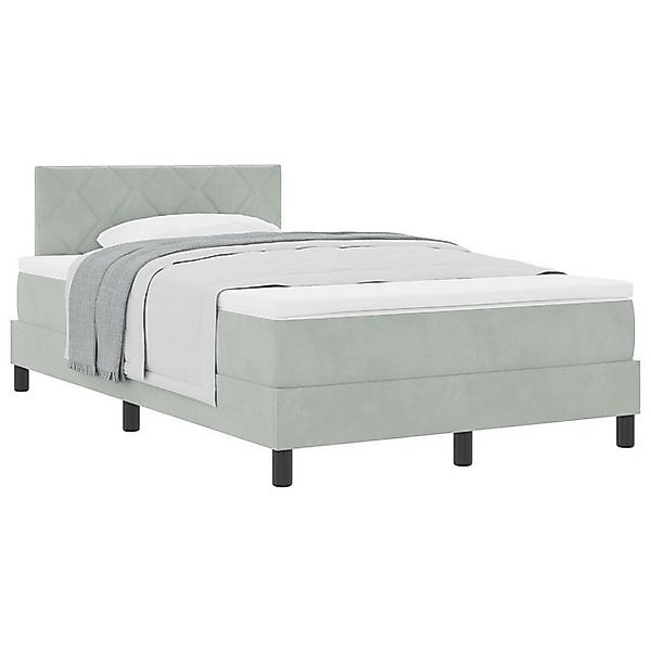 vidaXL Bett Boxspringbett mit Matratze Hellgrau 120x200 cm Samt (1-tlg) günstig online kaufen