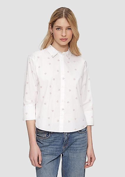 QS Langarmbluse Baumwollbluse mit All-over-Print günstig online kaufen