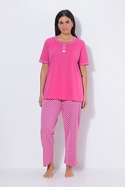 Ulla Popken Pyjama Pyjama gemustert Rundhals Halbarm Taschen günstig online kaufen