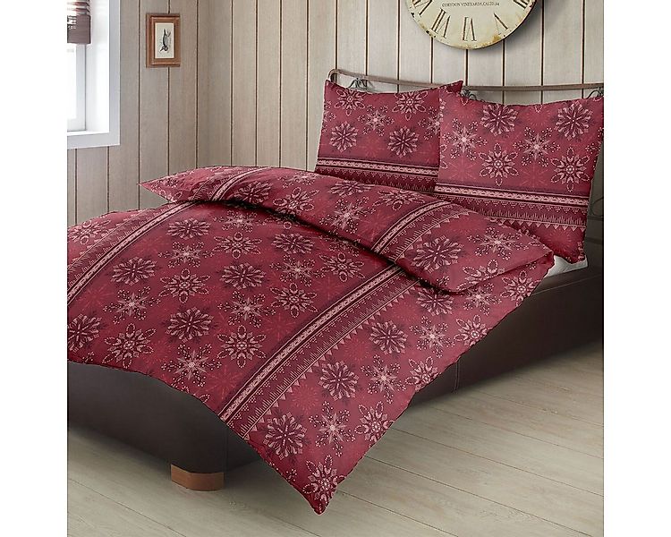 TRAUMSCHLAF Bettwäsche Sterne und Schneeflocken, Biber, 2 teilig, Biberbett günstig online kaufen