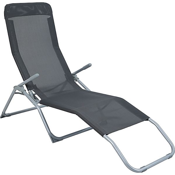 Sonnenliege Pando klappbar 141 cm x 61 cm x 57-95 cm Anthrazit günstig online kaufen