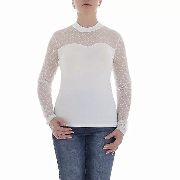 Ital-Design Langarmbluse Damen Elegant Glitzer Transparent Top & Shirt in W günstig online kaufen