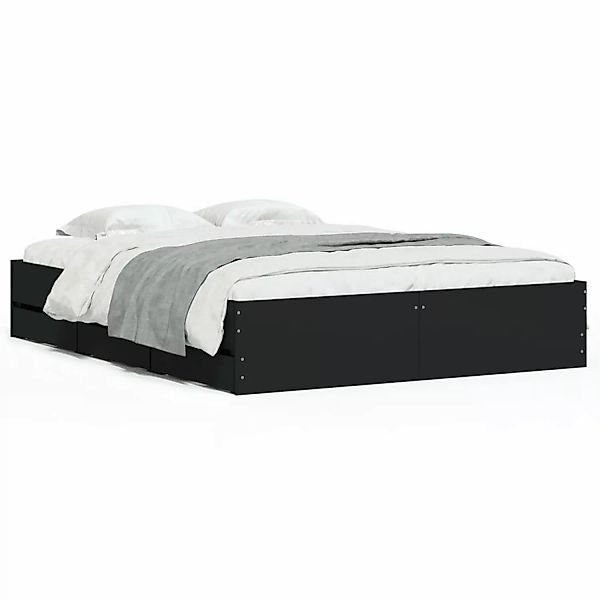 vidaXL Bettgestell mit Schubladen Schwarz 140x200 cm Holzwerkstoff Modell 1 günstig online kaufen