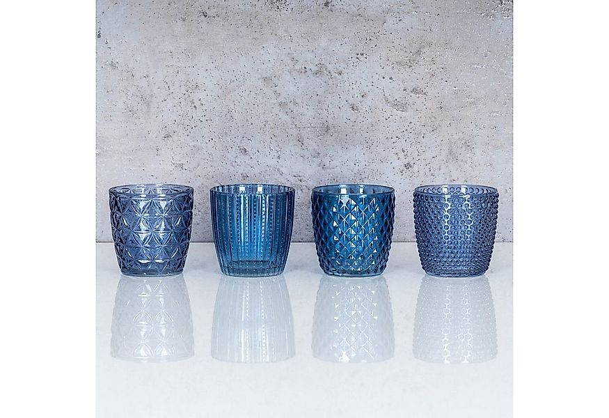 Levandeo® Teelichthalter, 8er Set Windlicht H7,5cm Glas Blau Teelichthalter günstig online kaufen