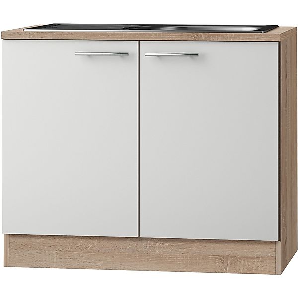 Optifit Küchen-Spülenunterschrank Dakar286 100 cm x 84,8 cm x 60 cm Weiß-Ei günstig online kaufen