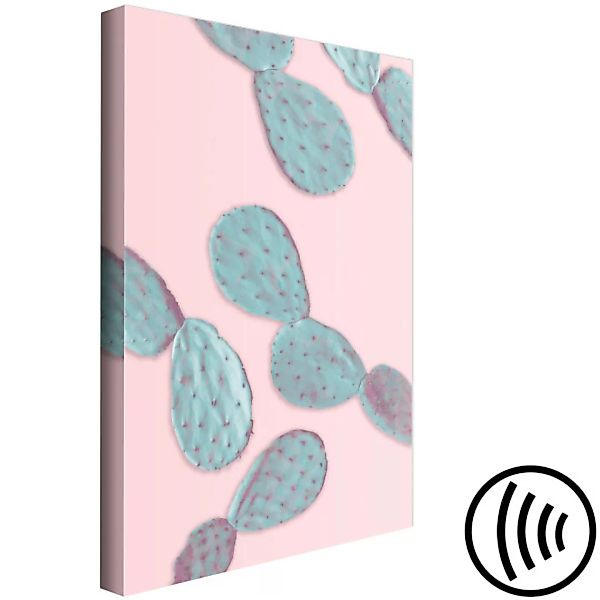 Bild auf Leinwand Pastellfarbener Feigenkaktus - grüner Kaktus auf rosa Hin günstig online kaufen