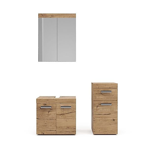 Vicco Badmöbel-Set Luna, Eiche, 3 Teile, günstig online kaufen