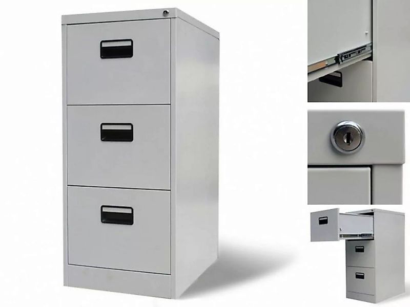 vidaXL Aktenschrank Registerschrank mit 3 Schubladen Grau 102,5 cm Stahl günstig online kaufen