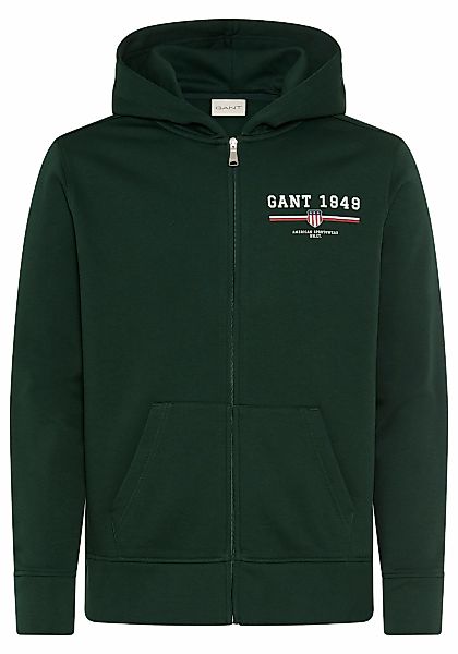Gant Sweatjacke aus Baumwoll-Mix Farbe dunkelgrün Größe: 3XL günstig online kaufen