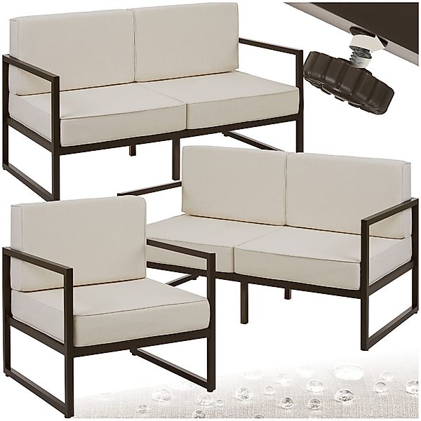 tectake Essgruppe Garten-Loungeset, (Set., 3-tlg), Pulverbeschichtete günstig online kaufen