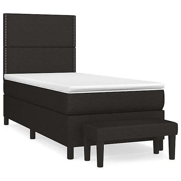 vidaXL Boxspringbett, Boxbett mit Matratze Schwarz 90x200 cm Stoff günstig online kaufen