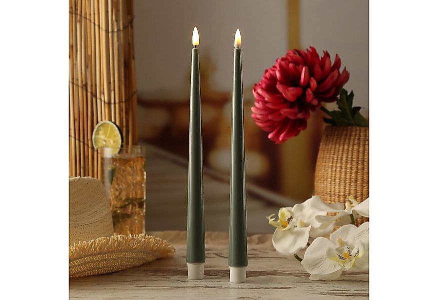 Deluxe Homeart LED-Kerze LED Stabkerzen ELLA Deluxe Tafelkerze 3D Flamme H: günstig online kaufen