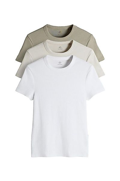 The Set T-Shirt The Set gerippte Kurzarm-T-Shirts, 3er-Pack (3-tlg) günstig online kaufen
