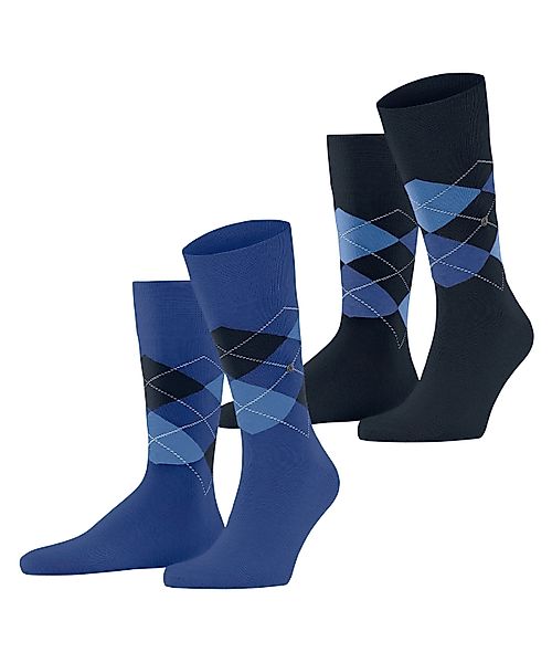 Burlington 2-er Set Socken Blau mit Argyle-Muster günstig online kaufen