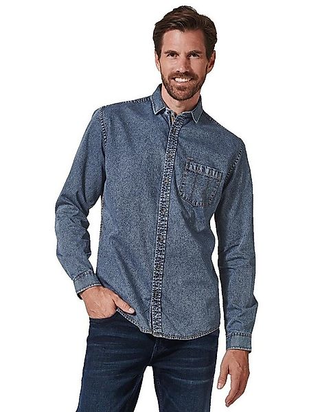 Engbers Langarmhemd engbers Herren Langarm-Hemd in Denim-Optik, Indigoblau günstig online kaufen