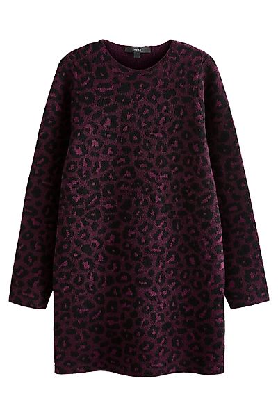 Next Strickkleid Langarm-Strickkleid Etuikleid mit Leopardenmuster günstig online kaufen