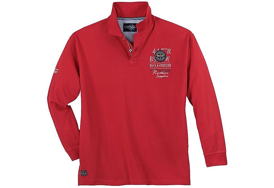 redfield Langarm-Poloshirt Redfield Langarm-Polo maritim Übergröße rot günstig online kaufen