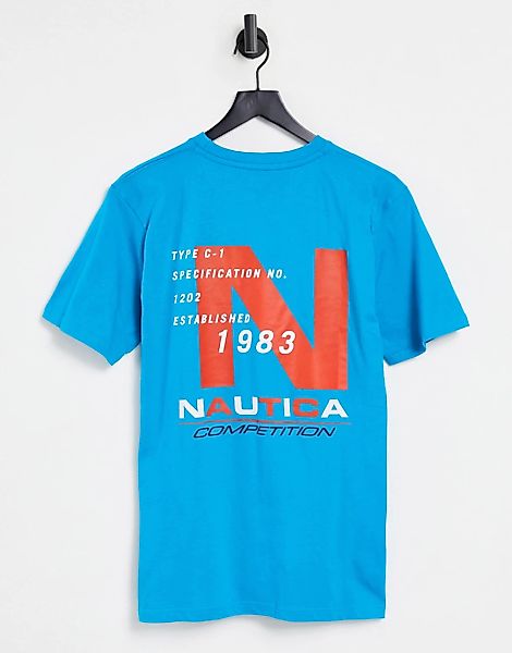 Nautica Competition – Rowlock – T-Shirt in Aquablau mit Print am Rücken günstig online kaufen