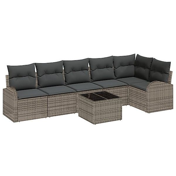 vidaXL Loungesofa 6-tlg. Garten-Sofagarnitur mit Kissen Schwarz Poly Rattan günstig online kaufen
