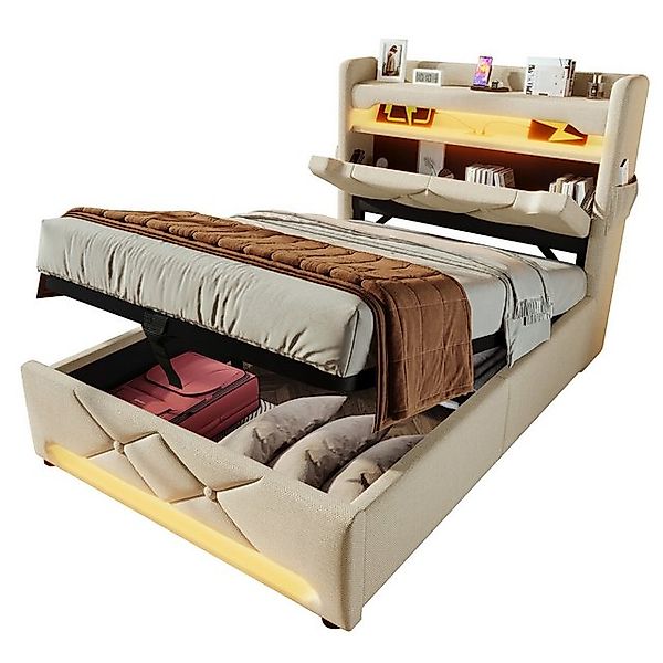 REDOM Polsterbett Modernes Bett mit Ladefunktion und Stauraum (Struraumbett günstig online kaufen