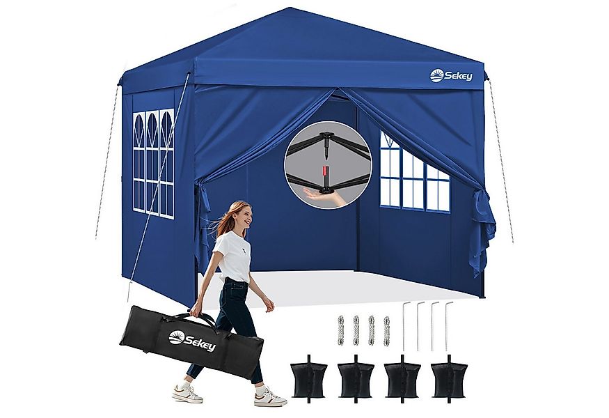 Sekey Faltpavillon 3x3 m Gartenpavillon mit 4 Seitenteilen, Pavillon mit 4 günstig online kaufen