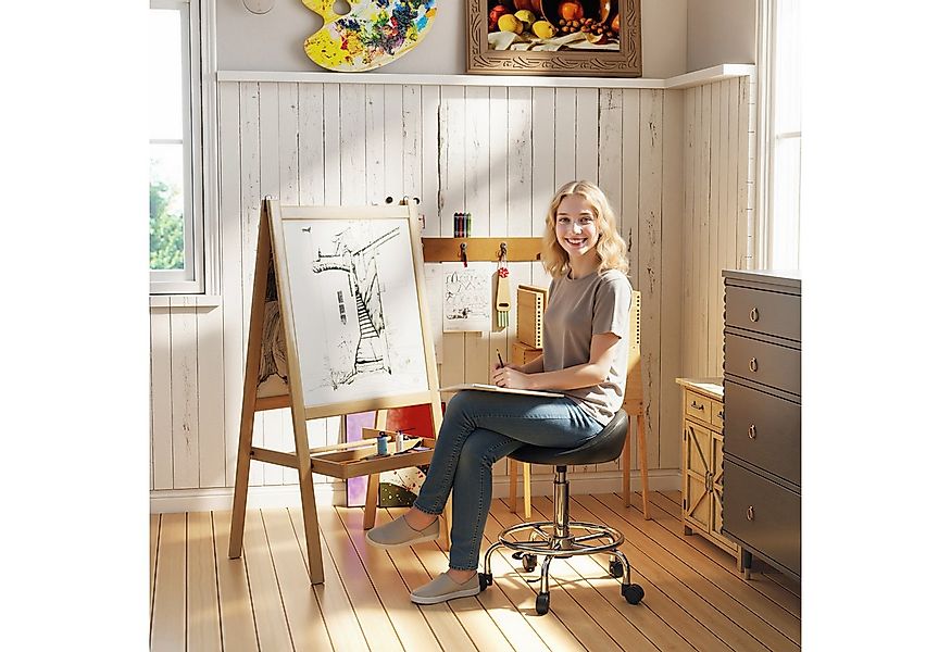 HOMCOM Drehhocker mit Rückenlehne, 59-75 cm (höhenverstellbar Rollhocker, 1 günstig online kaufen