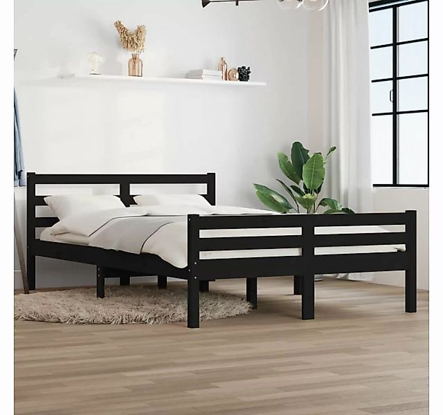 furnicato Bett Massivholzbett Schwarz 150x200 cm günstig online kaufen