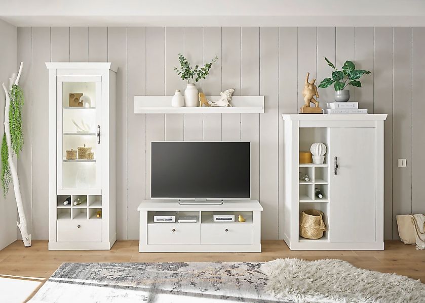 Home affaire Wohnwand "RAVENNA" 4 Stk. tlg. im romantischen Landhausstil, G günstig online kaufen