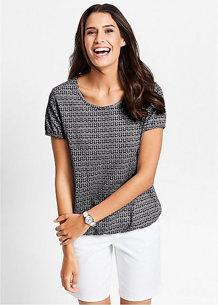 bonprix T-Shirt Loose Fit, Kurzarm, mit elastischen Bündchen, mit All-Over günstig online kaufen