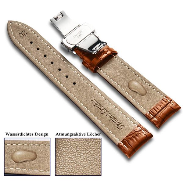 Sunicol Uhrenarmband Vintage,18/20/22mm, weiches Leder, Ersatzbänder günstig online kaufen