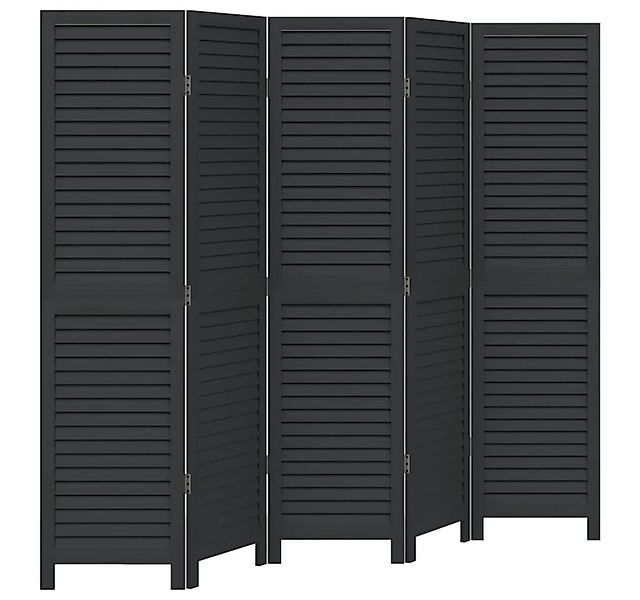 vidaXL Raumteiler 5-tlg. Paravent Schwarz Massivholz Paulownia, 1-tlg. günstig online kaufen