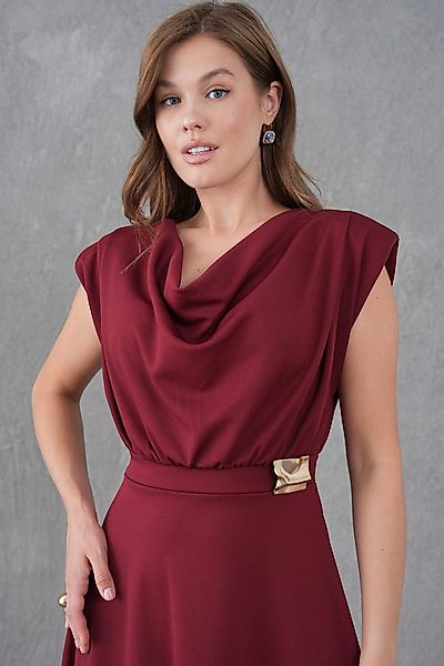 WOMAN VISION Minikleid Damen Burgunder Crepe Kleid mit V-Ausschnitt, Polste günstig online kaufen