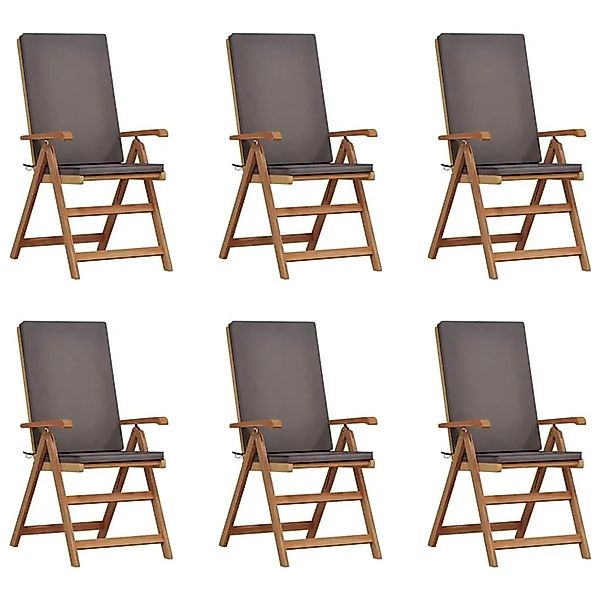 vidaXL Gartenstuhl 6 Stk Braun 57 x 71,5 x 104 cm Massivholz Teak 3375767 günstig online kaufen