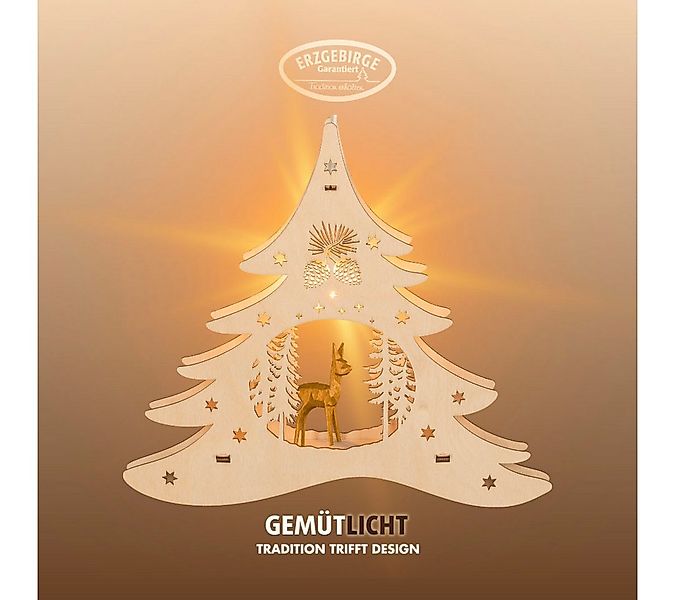 Weigla Dekobaum beleuchtetes Fensterbild Tannenbaum geschnitztes Reh, Made günstig online kaufen