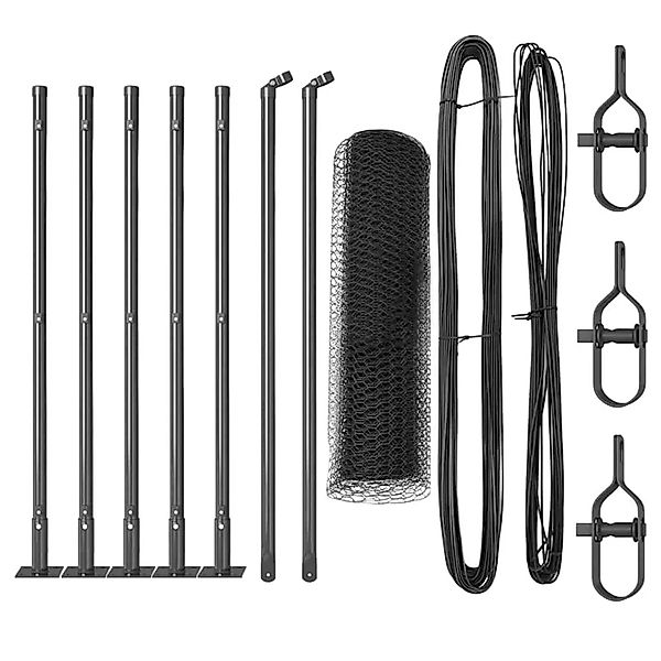 vidaXL Zaunpfosten Grau 10 x 0,4 m 25 mm Netz Stahl und PVC 3353606 günstig online kaufen