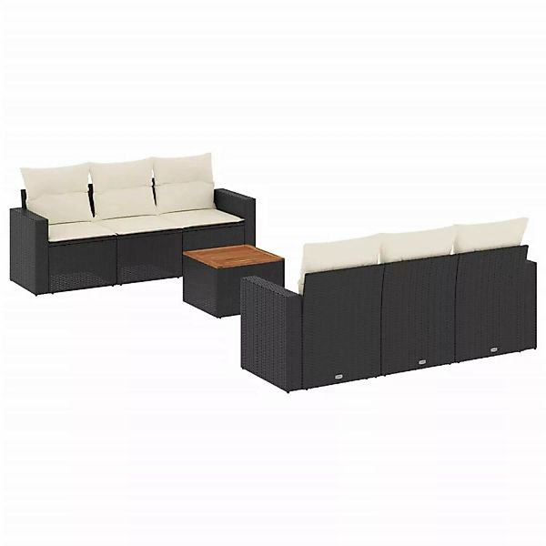 vidaXL 7-tlg Garten-Sofagarnitur mit Kissen Schwarz Poly Rattan Modell 112 günstig online kaufen