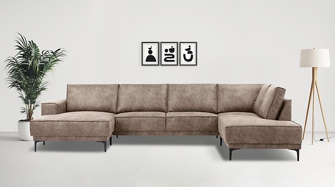 PLACES OF STYLE Wohnlandschaft »XXL Sofa Oland, Struktur, Flachgewebe, Luxu günstig online kaufen