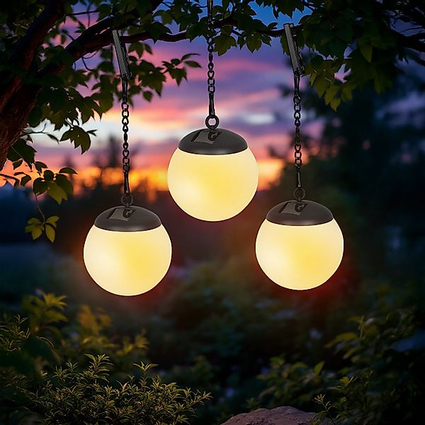 Spetebo LED Solarleuchte Leuchtkugel weiß zum Hängen 29 x 10 cm, 3er Set, L günstig online kaufen