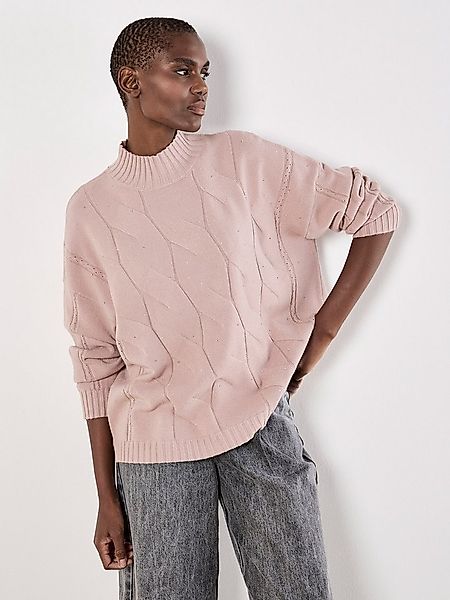 Apricot Stehkragenpullover Zopfmusterpullover günstig online kaufen