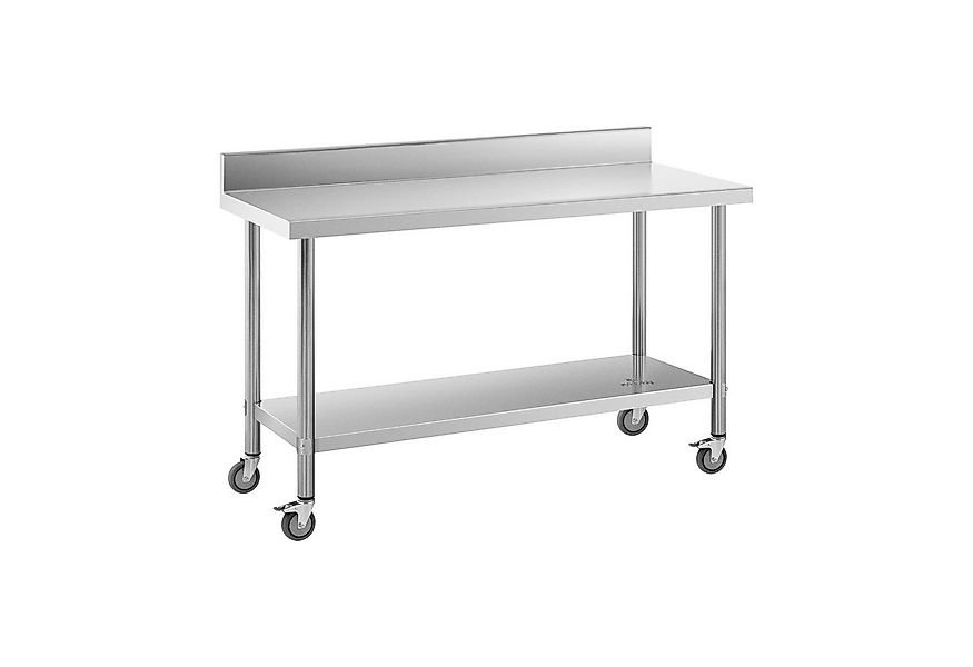 Royal Catering Arbeitstisch 60 x 150 cm Rollbarer Edelstahltisch Aufkantung günstig online kaufen